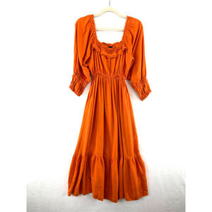 Nicholas Orange Viscose Linen Dress Sz 0